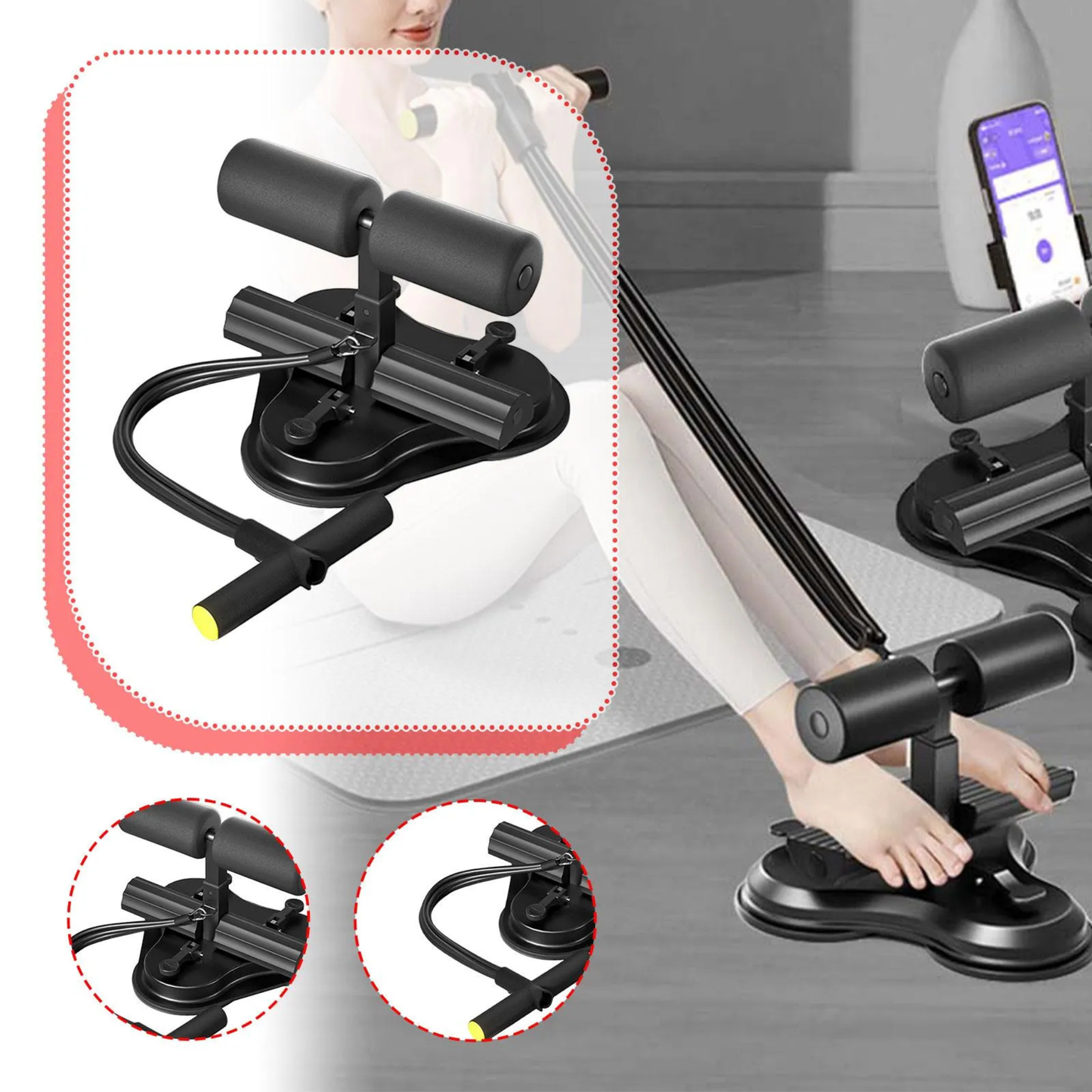 harayaa Appareil D'entraînement Abdominal avec Support de Pied et Ventouses